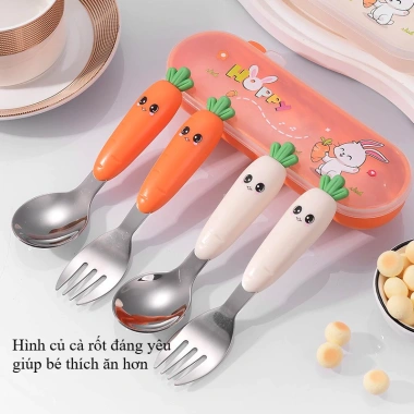 Bộ Thìa Dĩa Cao Cấp Hình Cà Rốt Cho Bé Tặng Hộp Đựng - Giảm Giá Còn 49.000Đ 5