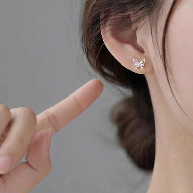 Bông tai bướm nữ bạc S999 + zircon đa màu - Sang trọng, giảm giá chỉ 197.927đ