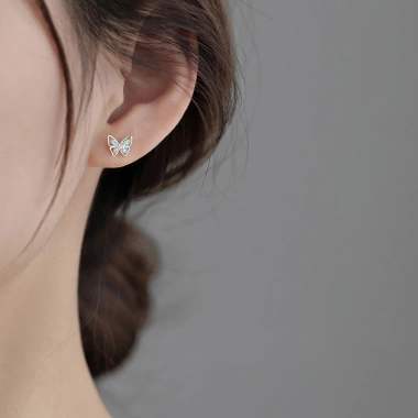Bông tai bướm nữ bạc S999 + zircon đa màu - Sang trọng, giảm giá chỉ 197.927đ