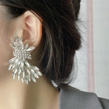 Bông tai thả lúa mì DAMAO, Bông tai cánh kim cương giả phóng đại, Hình dạng đa năng như lá Bông tai pha lê lấp lánh dành cho nữ 8