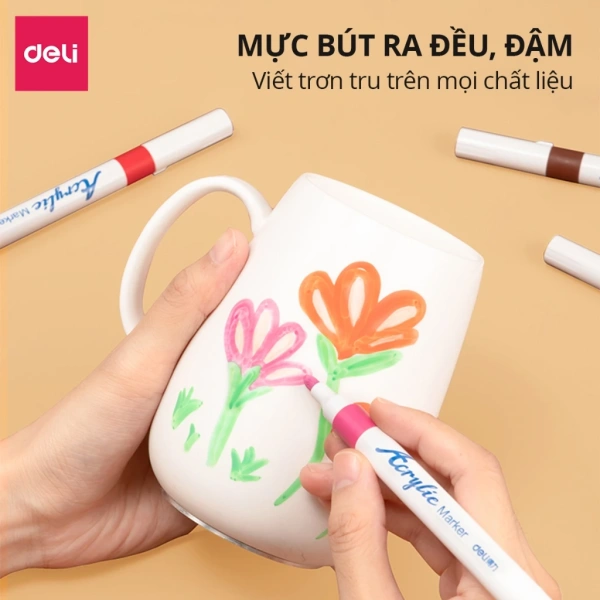 Hướng dẫn chọn màu bút Acrylic Marker Deli phù hợp cho từng loại chất liệu