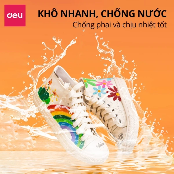 Hình ảnh sản phẩm Bút Sơn Acrylic Marker Deli Chính Hãng 80% mực, 12‑64 màu, giá 8.000đ - Vẽ trên mọi chất liệu