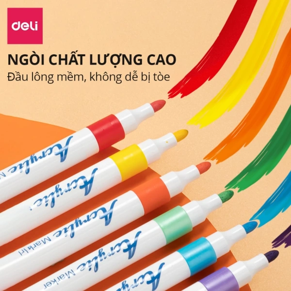 Trải nghiệm thực tế với Bút Sơn Acrylic Marker Deli 12‑64 màu: đánh giá từ người dùng