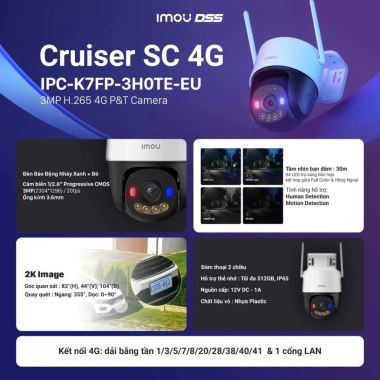 Camera IMOU Cruiser SC 3MP 4G Sim Xoay 360 độ Ngoài Trời Giá 1.099.000 VND 2
