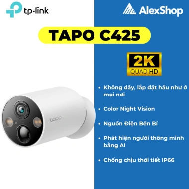 Camera TP-Link Tapo C425 2K không dây và Thẻ nhớ 128GB Pin 10.000mAh Chính hãng 2