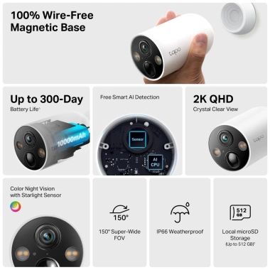 Camera TP-Link Tapo C425 2K không dây và Thẻ nhớ 128GB Pin 10.000mAh Chính hãng 6