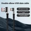 Cáp dữ liệu USB sang loại C uốn cong kép 66W bện cáp sạc xe hơi loại C Cáp dữ liệu cáp loại C cực dài 3M / 5M 10