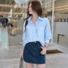 Chân váy jean nữ GILLEE dáng ngắn có lót trong phong cách Hàn Quốc FVJ030