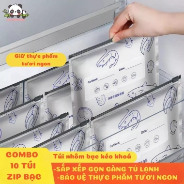Combo 10 Túi Zip Bạc Giữ Đồ Tươi Sống, Nhôm Mỏng Tái Sử Dụng 9.000 VND