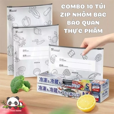Combo 10 Túi Zip Bạc Giữ Đồ Tươi Sống, Nhôm Mỏng Tái Sử Dụng 9.000 VND