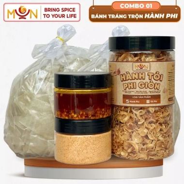 Combo 1KG Bánh Tráng Muối Sặc Trộn Hành Phi: Bánh Tráng Rìa, Hành Phi, Sa Tế, Muối Nhuyễn | COMBO 01 Combo 1KG Bánh Tráng Muối Sặc Trộn Hành Phi: Bánh Tráng Rìa, Hành Phi, Sa Tế, Muối Nhuyễn | COMBO 01