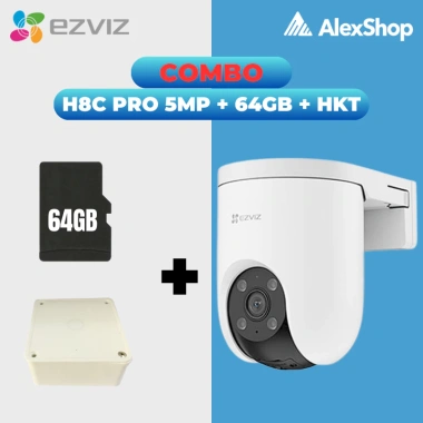 Combo Camera Ezviz H8C Pro 5M 3K + Thẻ nhớ 64GB + Hộp quay quét 360 - Chính hãng, Giá ưu đãi 1,237,000 VND