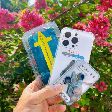 Combo cường lực tự dán + mắt titan + ốp lưng cho iPhone XS Max, XR, 11, 12, 13, 14, 15, Pro Max - Giá chỉ 44.000 VND