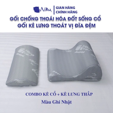 Combo Gối Cổ L4-L5 Thoái Hóa, Thoát Vị Đĩa Đệm Kê Lưng AIRU Giảm Đau Phục Hồi