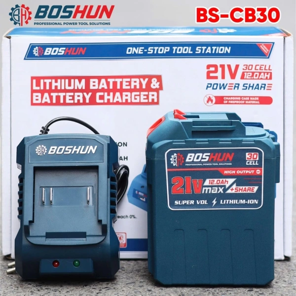 Hình ảnh sản phẩm Combo Pin Sạc BOSHUN BS-CB30 30 Cell 21V 12Ah – Siêu Dung Lượng, Siêu Khỏe, Giá 590k (Giảm từ 713.9k)