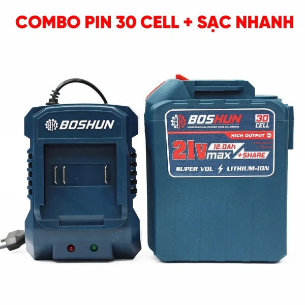 Hình ảnh sản phẩm Combo Pin Sạc BOSHUN BS-CB30 30 Cell 21V 12Ah – Siêu Dung Lượng, Siêu Khỏe, Giá 590k (Giảm từ 713.9k)