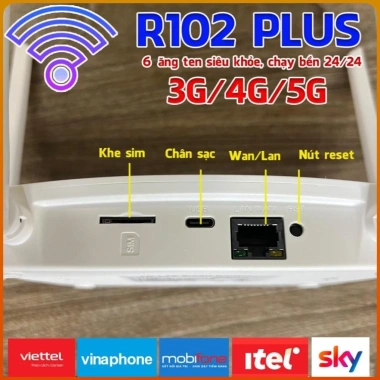 Cục phát wifi Sim 4G R102-PLUS 6 ăng ten siêu khỏe, chạy bền bì 24/24 giá 619.000đ
