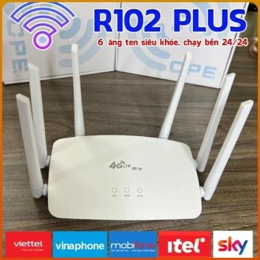 Cục phát wifi Sim 4G R102-PLUS 6 ăng ten siêu khỏe, chạy bền bì 24/24 giá 619.000đ