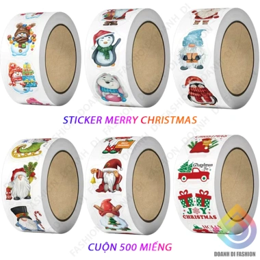 Cuộn 500 Sticker MERRY CHRISTMAS - Nhãn Dán Hoạt Hình Anime, NOEL STICKER chỉ 9.600₫ giảm từ 12.192₫ 2