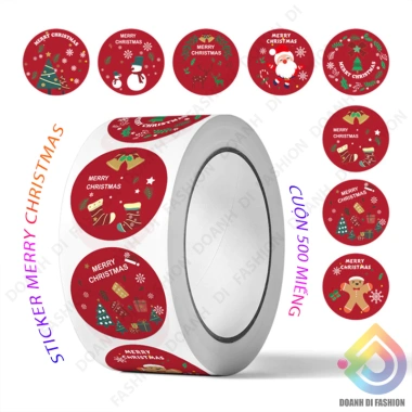 Cuộn 500 Sticker MERRY CHRISTMAS - Nhãn Dán Hoạt Hình Anime, NOEL STICKER chỉ 9.600₫ giảm từ 12.192₫ 6