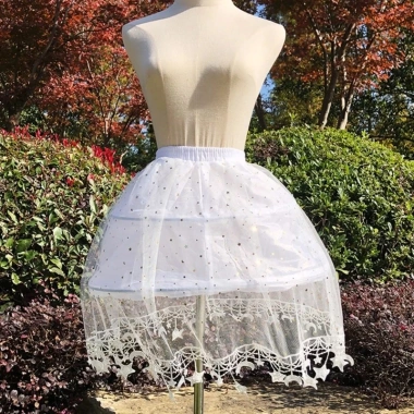 Đầm công chúa petticoat cho bé gái với crinoline có dây điều chỉnh, viền ngôi sao và mặt trăng, phù hợp cho sân khấu