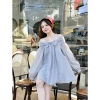 Đầm Ngắn Nữ Babydoll Trễ Vai Tay Bồng Xòe Thắt Nơ 2 Lớp Voan Tơ Cao Cấp - Giảm Giá 139k 3