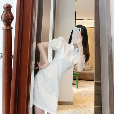 Đầm sườn xám ánh sáng, thiết kế mỏng hẹp, phong cách trưởng thành Tây, giao nhanh, giá 460k 4