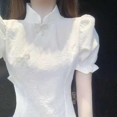 Đầm sườn xám ánh sáng, thiết kế mỏng hẹp, phong cách trưởng thành Tây, giao nhanh, giá 460k 6