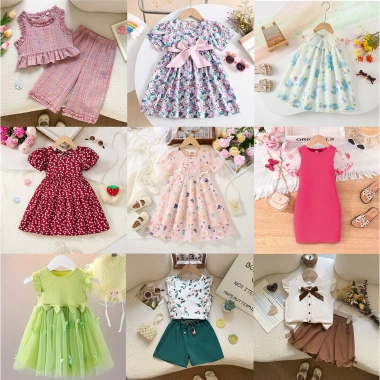 Đầm váy bé gái 3-8 tuổi tay ngắn đa màu đa mẫu sale giá ưu đãi quà sinh nhật Tết