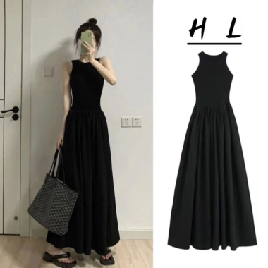 Đầm váy maxi mùa hè cộc tay dệt kim sát nách dài, mát mịn, big size - 149.000đ