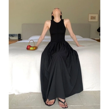 Đầm váy maxi mùa hè cộc tay dệt kim sát nách dài, mát mịn, big size - 149.000đ
