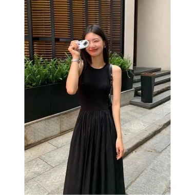 Đầm váy maxi mùa hè cộc tay dệt kim sát nách dài, mát mịn, big size - 149.000đ