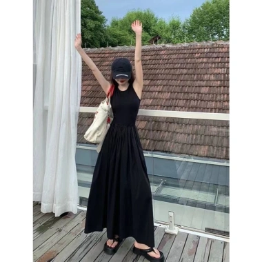 Đầm váy maxi mùa hè cộc tay dệt kim sát nách dài, mát mịn, big size - 149.000đ