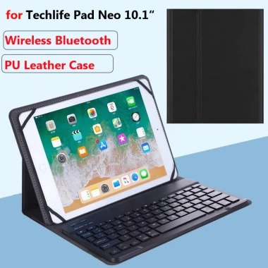Dành Cho Techlife Pad Neo Tablet Case 10.1 Inch 2.024 Flip Keyboard Case Smart Folio Stand Vỏ Bàn Phím Bluetooth Không Dây