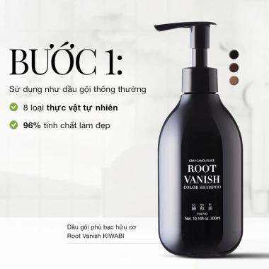Dầu gội nhuộm tóc phủ bạc hữu cơ Root Vanish KIWABI an toàn cho da đầu, không gây kích ứng nội địa Nhật chính hãng