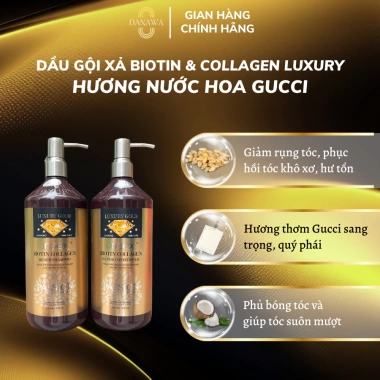 Dầu gội xả biotin collagen VÀNG, Đỏ Luxury Ungex 1.000 hương nước hoa thơm lâu Danawa