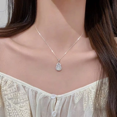 Dây chuyền bạc S925 Hồ lô lá trúc - Tài lộc, may mắn cho nữ sang trọng