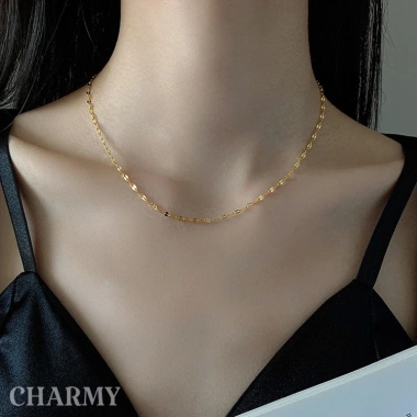 Dây chuyền vàng nữ titan trơn DT104 kiểu lá không gỉ - giảm còn 45.000₫