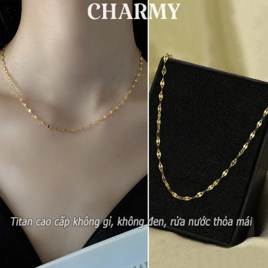 Dây chuyền vàng nữ titan trơn DT104 kiểu lá không gỉ - giảm còn 45.000₫