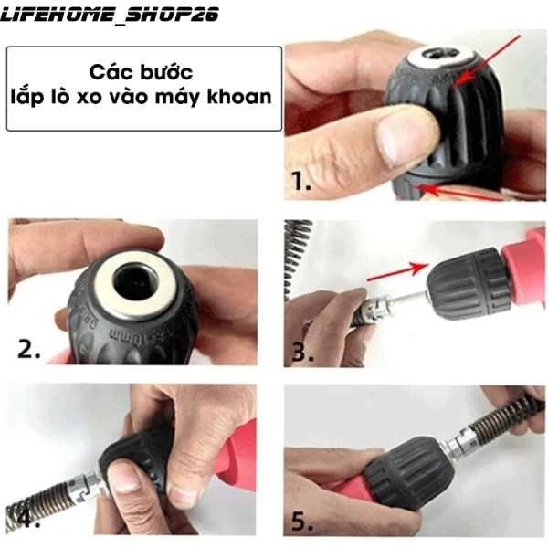 Hình ảnh sản phẩm Dây Lò Xo Thông Tắc Cống Dài 3m–20m Kèm Đầu Nối Máy Khoan, Dùng Thông Bồn Cầu, Đường Ống, Phù Hợp Nhiều Loại Máy Khoan