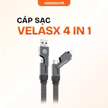 Dây sạc nhanh VelasBoost 4 trong 1 VelasX - Truyền dữ liệu, sạc đa năng, chính hãng 139k Dây sạc nhanh VelasBoost 4 trong 1 VelasX - Truyền dữ liệu, sạc đa năng, chính hãng 139k