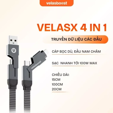 Dây sạc nhanh VelasBoost 4 trong 1 VelasX - Truyền dữ liệu, sạc đa năng, chính hãng 139k 2