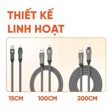 Dây sạc nhanh VelasBoost 4 trong 1 VelasX - Truyền dữ liệu, sạc đa năng, chính hãng 139k 4