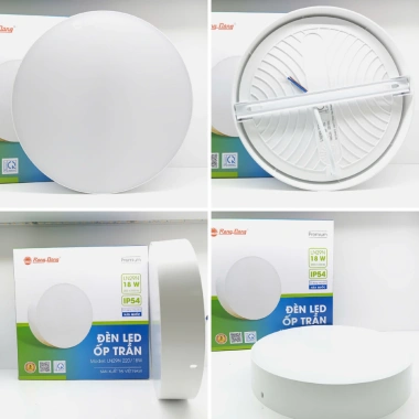 Đèn LED ốp trần tròn đế nhựa viền mỏng ánh sáng tràn viền 18W Rạng Đông LN29N 220/18W