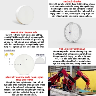 Đèn LED ốp trần tròn đế nhựa viền mỏng ánh sáng tràn viền 18W Rạng Đông LN29N 220/18W