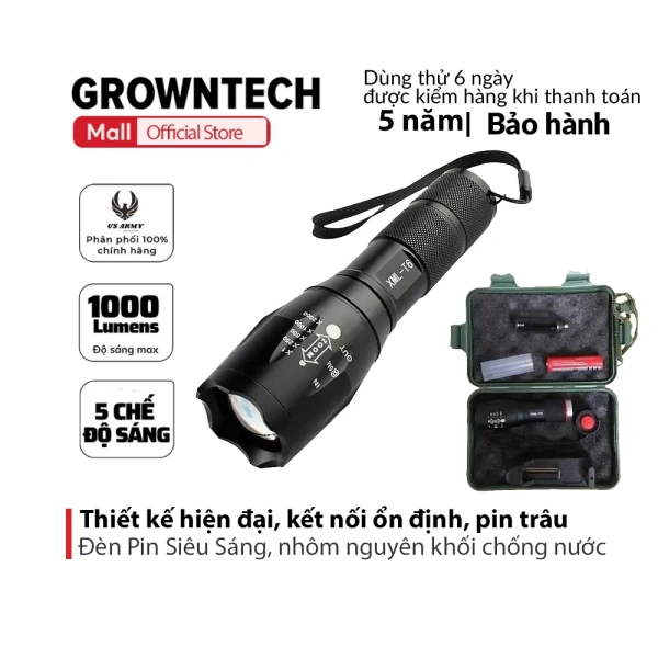 Den Pin Sieu Sang T6 Nhom Chong Nuoc Tang Pin 18.650 Sac Zoom 2.000M ...
