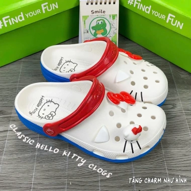 Dép Cross Hello Kitty Nữ Cổ Điển Giảm Giá - Mèo Dễ Thương Tặng Sticker 2
