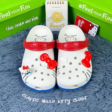 Dép Cross Hello Kitty Nữ Cổ Điển Giảm Giá - Mèo Dễ Thương Tặng Sticker 3