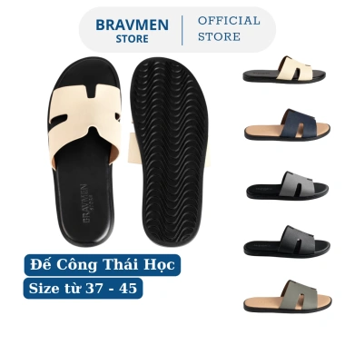Dép da nam Công Thái Học Bravmen K13 đế trắng thủ công chữ H dáng mảnh Giá 403.920₫ Dép da nam Công Thái Học Bravmen K13 đế trắng thủ công chữ H dáng mảnh Giá 403.920₫