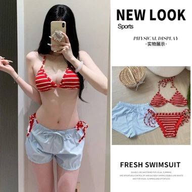 Đồ Bơi Nữ 2 Mảnh SET 3 Đỏ Sọc - Bikini Đi Biển Giá Rẻ 140k